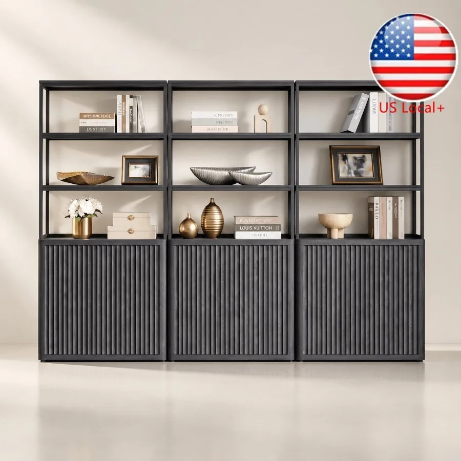 Bookshelf - Libreria alta con ante, 5 ripiani,