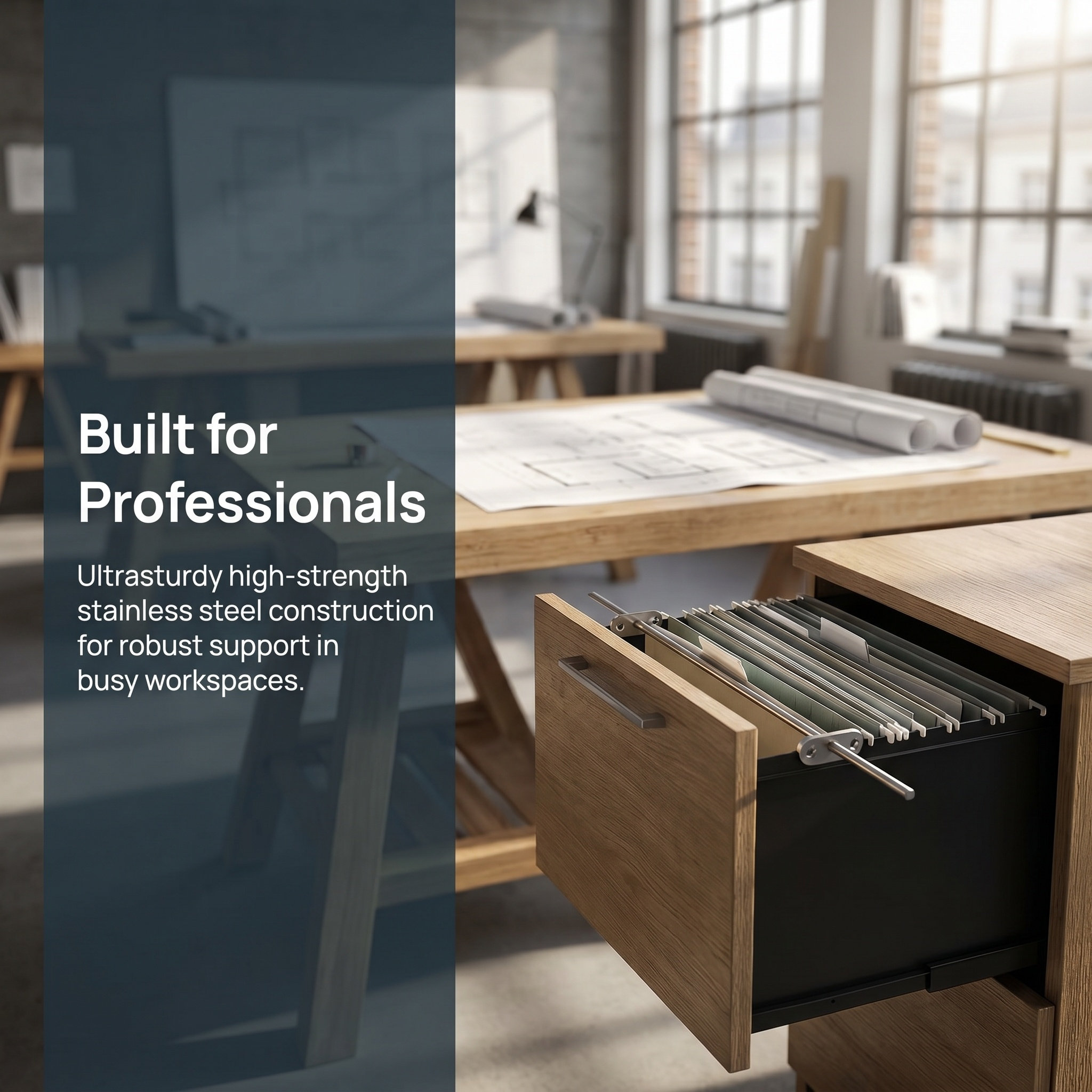 File Cabinet - Barra per cartelle adesive in acciaio